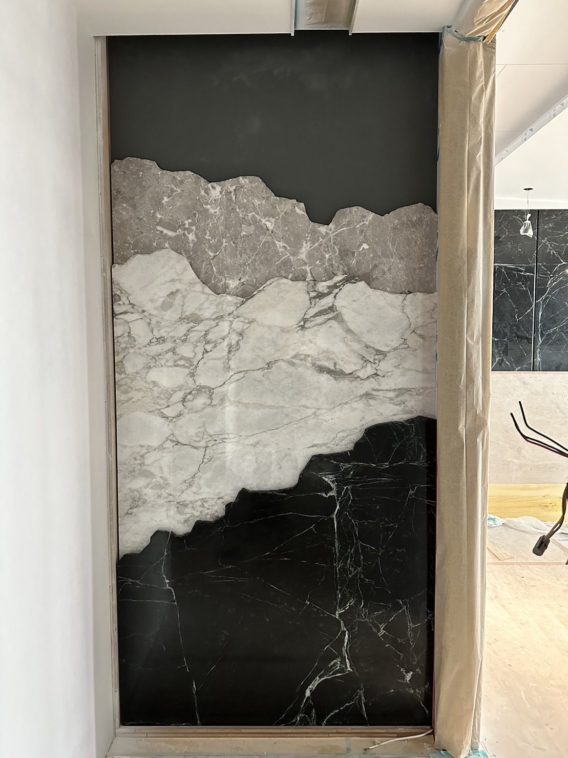 古馳黑.山水雕刻.雅典娜灰-端景牆