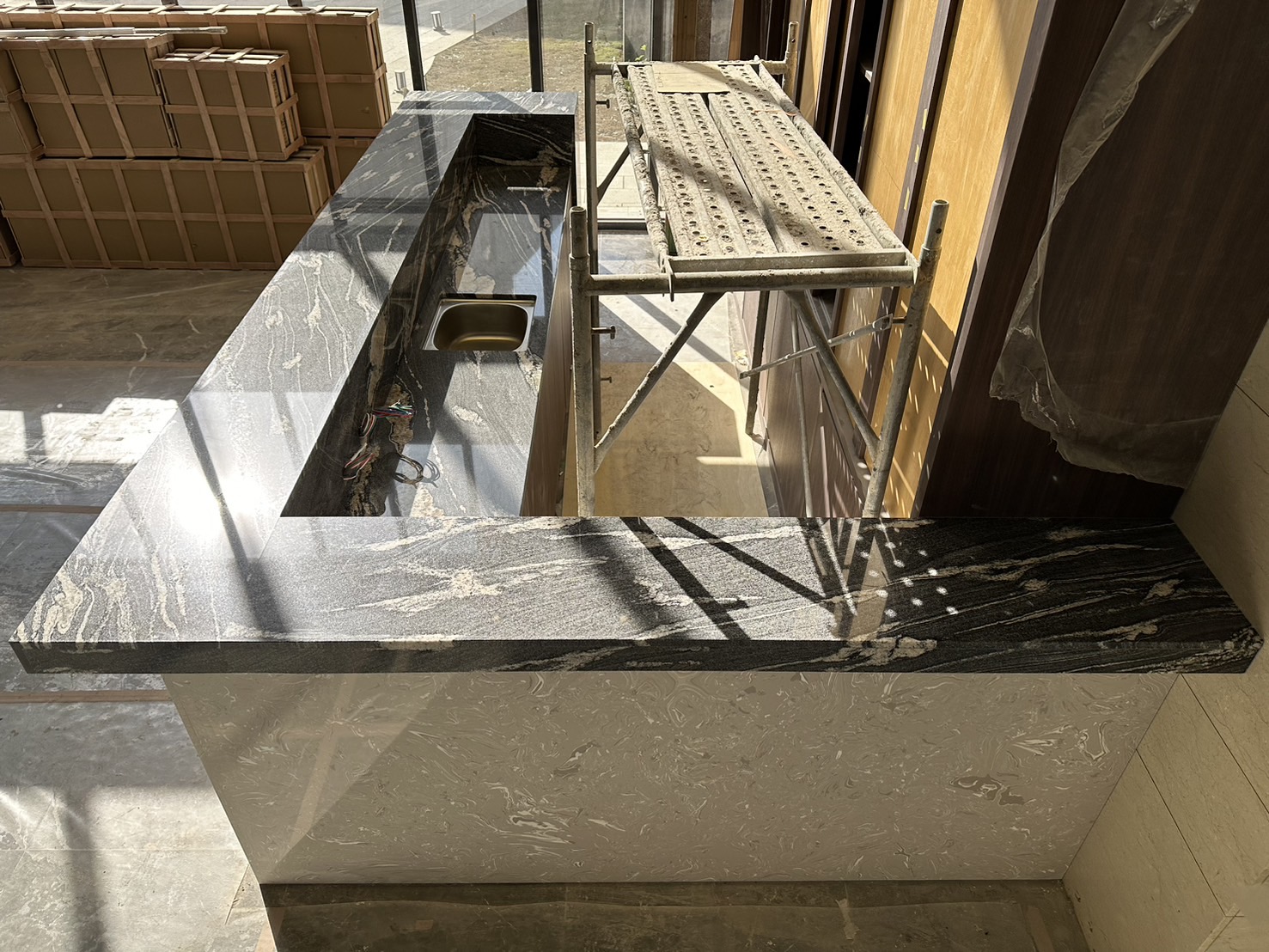 潑墨山水+雲朵拉灰-吧台