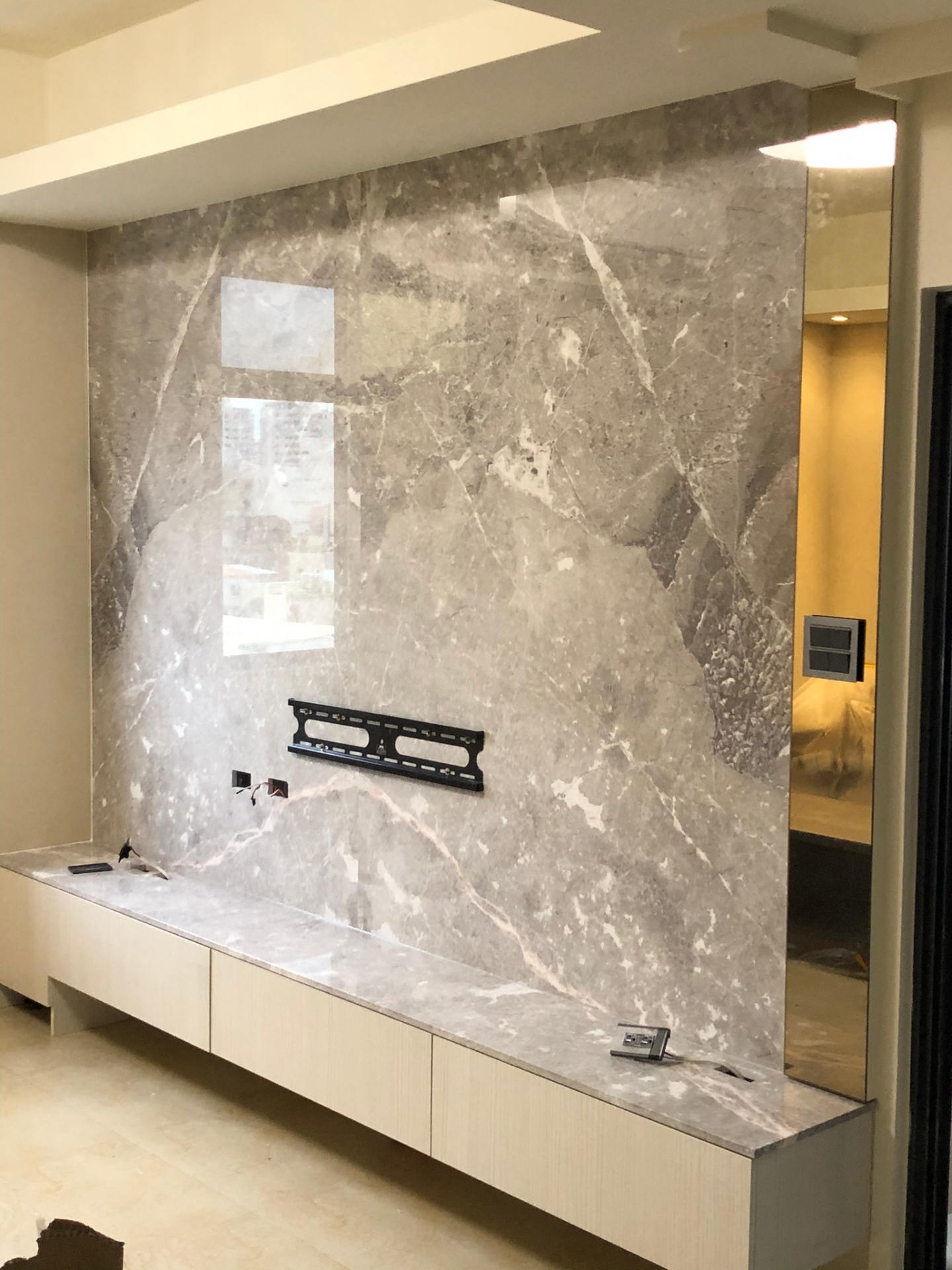 雅典娜灰-電視牆+檯面