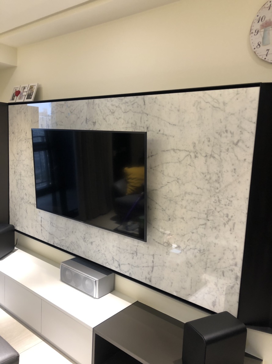 小雕刻白-電視牆