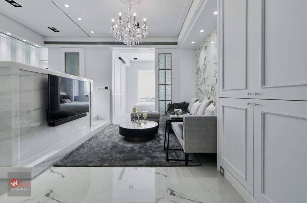 山水白玉-電視牆