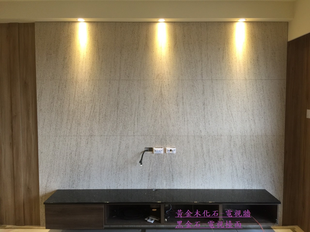 黃金木化石-電視牆