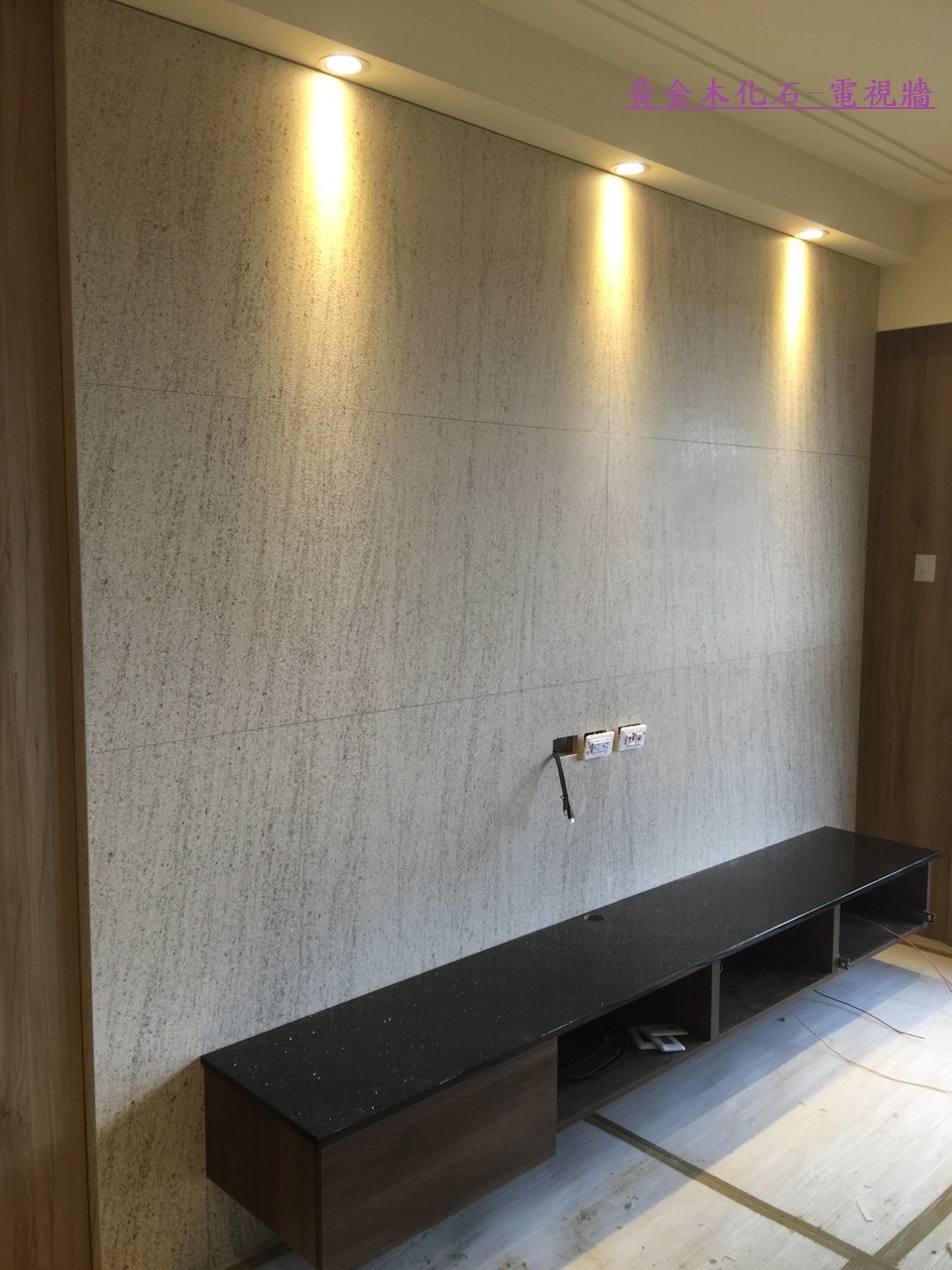 黃金木化石-電視牆